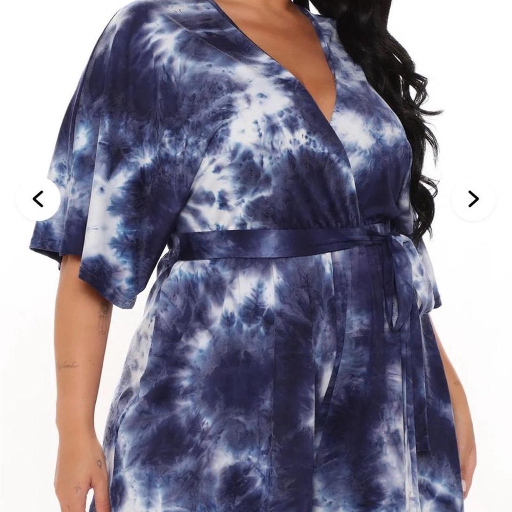 Fashion Nova Navy Tie-Dye Romper